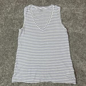 Madewell Tank Top Whisper Cotton V Neck Purple White Stripe XS